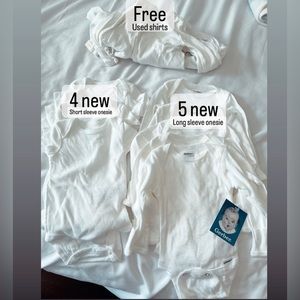Bundle of newborn onesies , 5 long sleeve and 4 short sleeve onesie , white